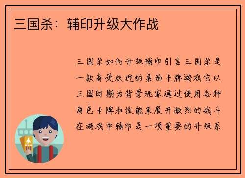 三国杀：辅印升级大作战